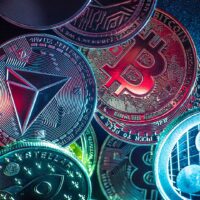 ビットコインやイーサリアムなど複数の暗号通貨コインの画像