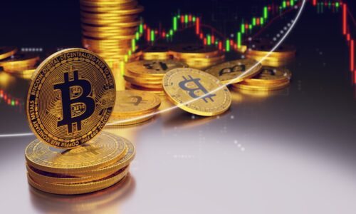 ビットコインの金貨とチャートのイメージ｜暗号通貨詐欺を見分けるための参考画像